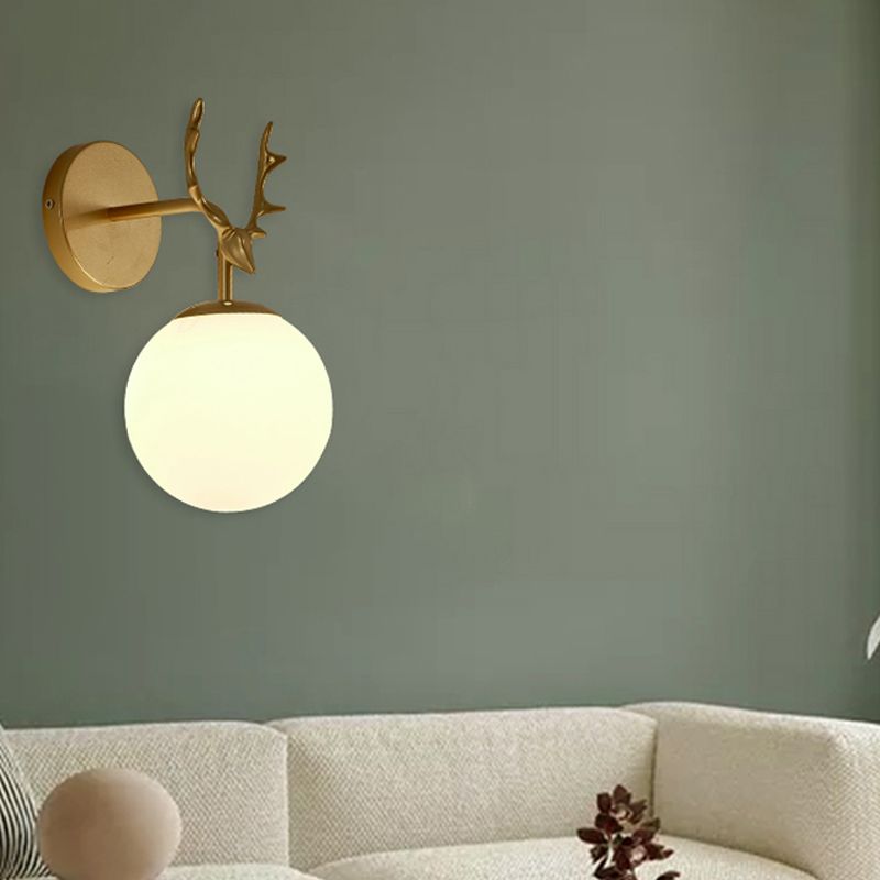 1 Light Spherical Wall Sconce Modern Style Glass Wall Lighting for Bedroom