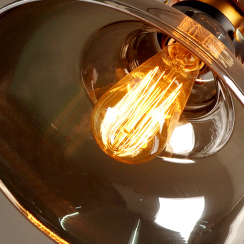 1 Light Pendant Light Vintage Industrial Minimalist Glass Shade Dining Room Hanging Lamp