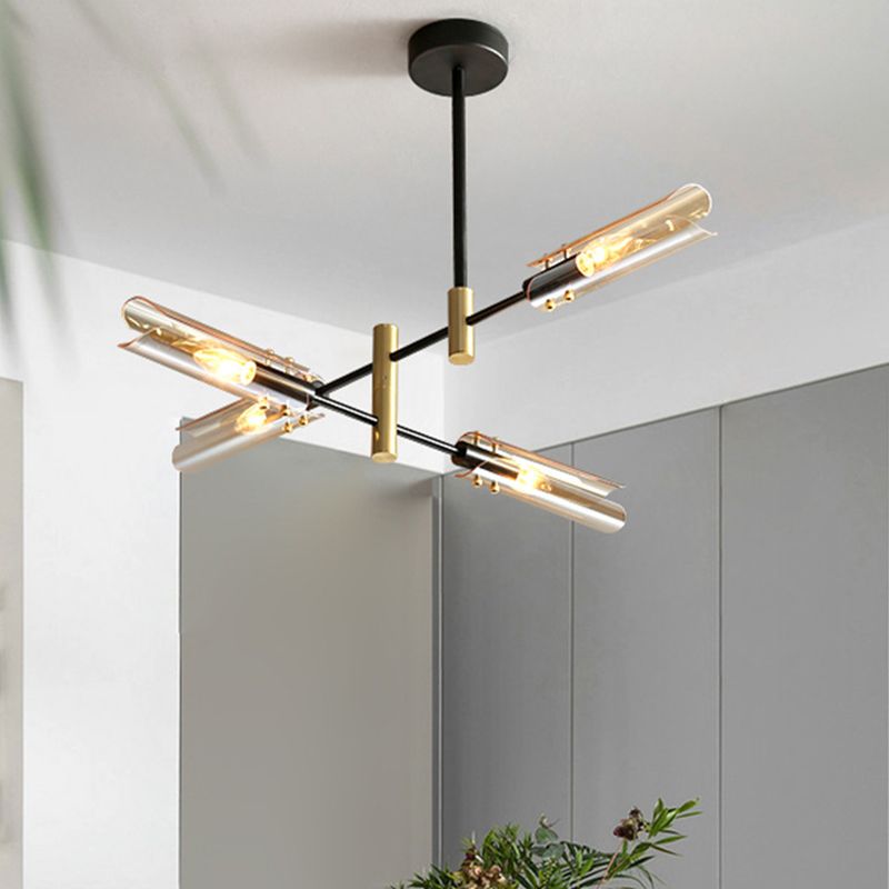 Glazen geometrische hanglamp in moderne creatieve stijl smeedijzeren kroonluchter voor eetkamer