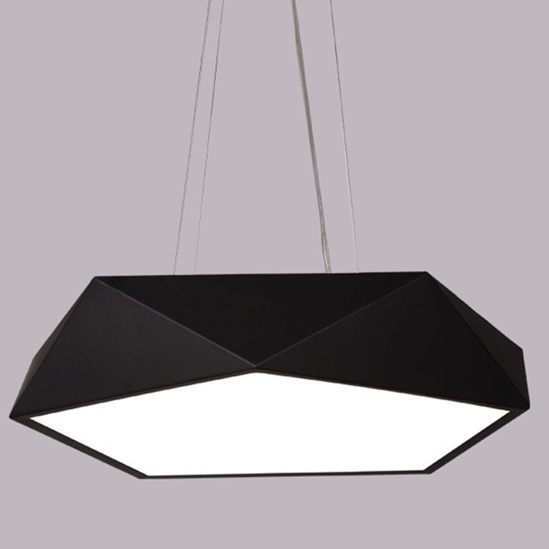 LED Pentagonal Pendant Lamp Nordic Metal Office Hanging Light with Acrylic Diffuser