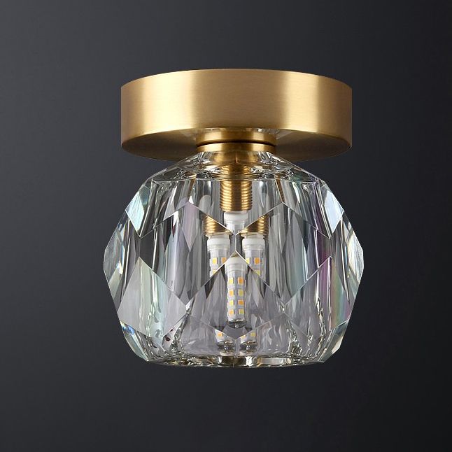Ronde plafondinbouwlamp Modern kristallen gangpad dichtbij plafondlamp in koperachtig