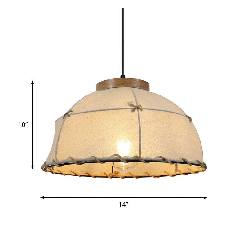 Flaxen 1-Bulb Drop Pendant Retro Style Fabric Dôme Shade plafond Light for Restaurant, 14 "/ 18" Largeur