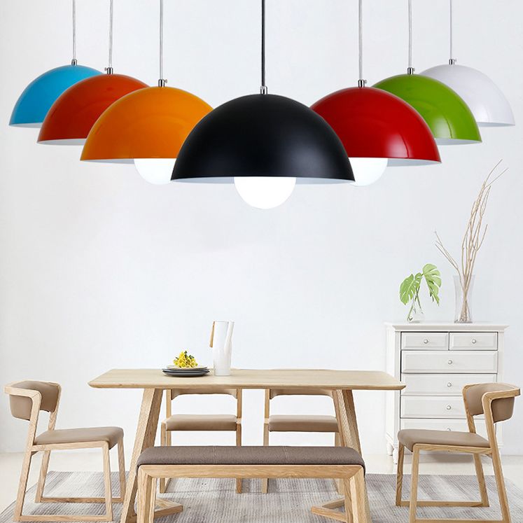 Dining Room Macron Hanging Light Bowl Shape Single Light Metal Modern Pendant Light