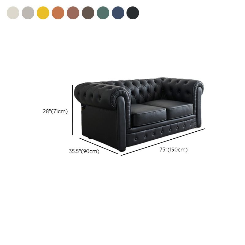 Mid-Century Modern Living Room Tufted Rolled Arm Standard Seating
