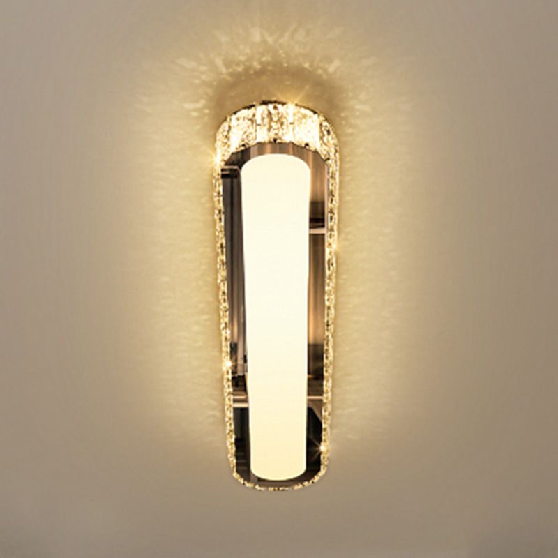Luminaire encastré ovale contemporain en cristal à 1 lumière, plafonnier argenté