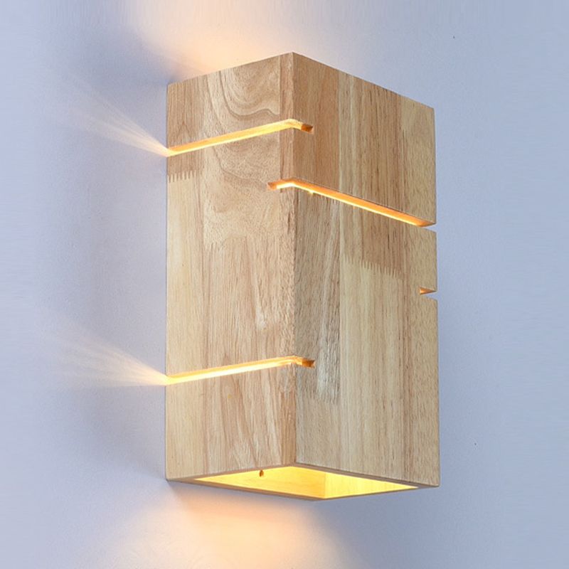 Modernism Beige Finish Single Wall Mounted Sconce LED Wall Light with Wood
