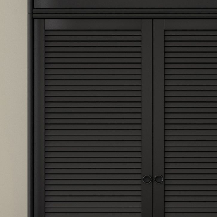 Black Solid Wood Wardrobe Modern Freestanding Wardrobe with Legs