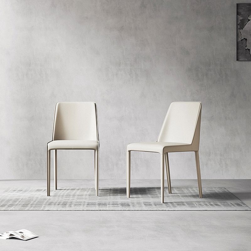 Sillas laterales de comedor con respaldo sólido de diseño moderno, sillas de comedor sin brazos de cuero para cocina
