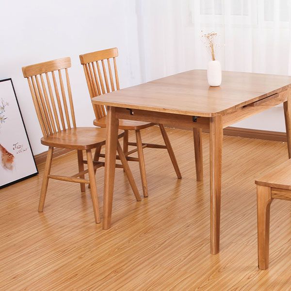 Silla auxiliar de madera contemporánea con acabado mate, respaldo de listones, silla de comedor