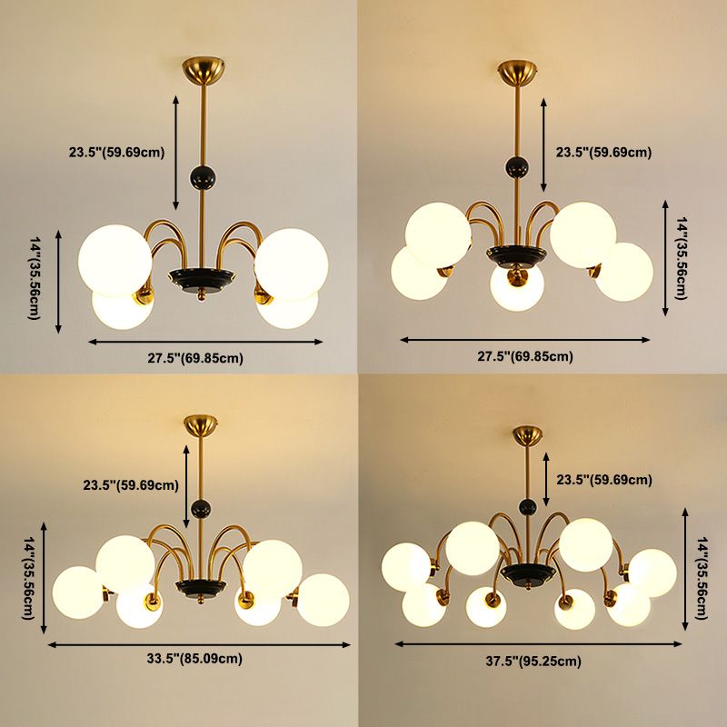 Luces de lámpara moderna con vidrio de ópalo blanco esmerilado para el dormitorio del comedor