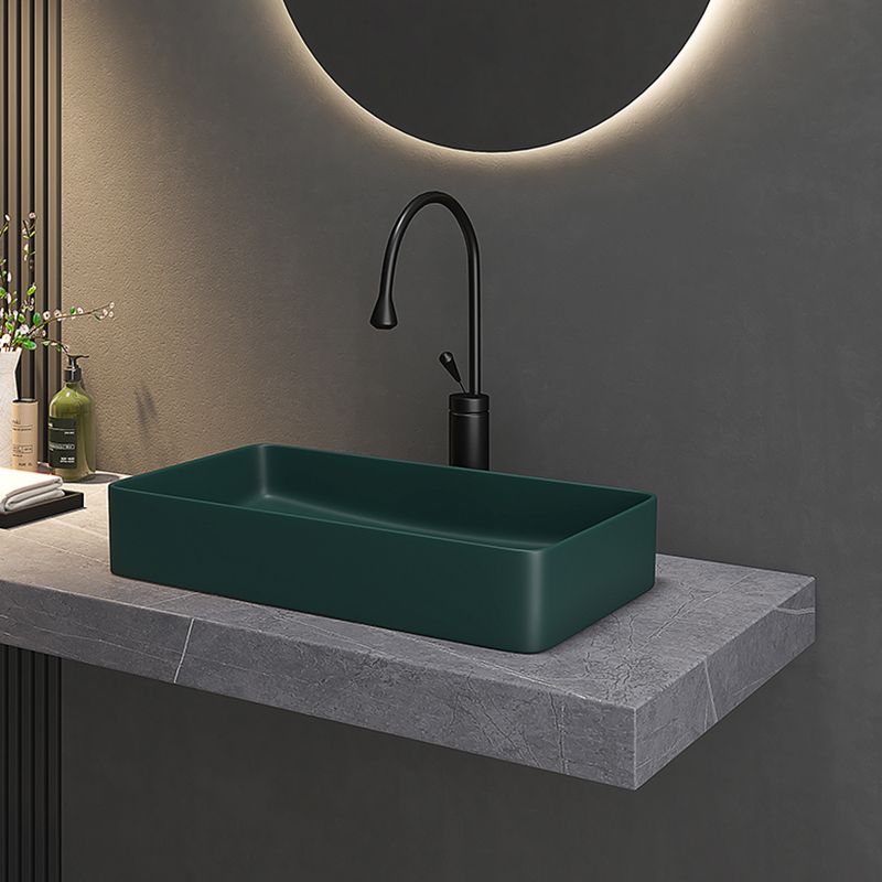 Contemporary Bathroom Sink Porcelain Rectangular Vessel Bathroom Sink