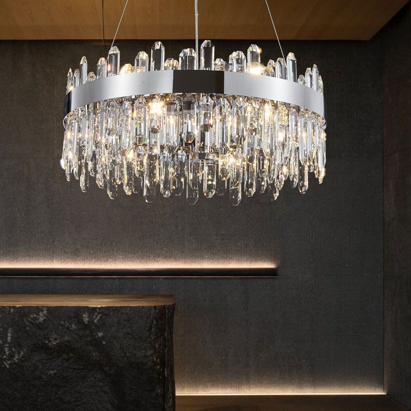 Wielvorm kroonluchter licht modern kristal 1-licht kroonluchter verlichtingsarmatuur in zilver