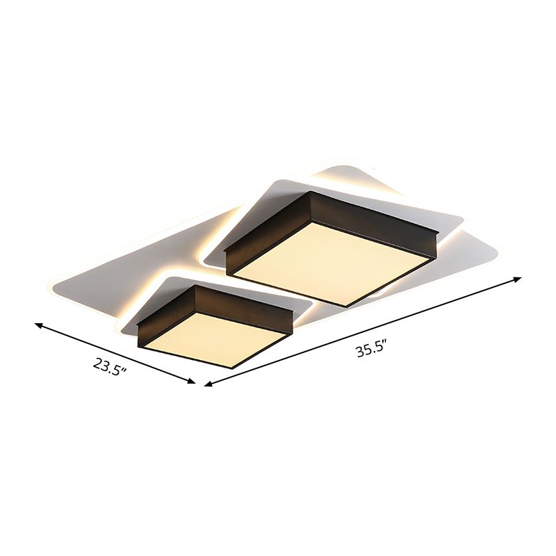 Square Acryl Flush Mount Beleuchtung Moderne Schwarz LED Deckenbeleuchtung, Warm/Weiß Licht