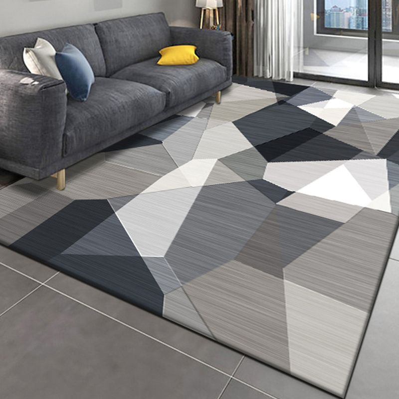 Moderne woonkamer tapijt grijs grijs polyester gebied tapijt geometrisch patroon vlekken resistent tapijt