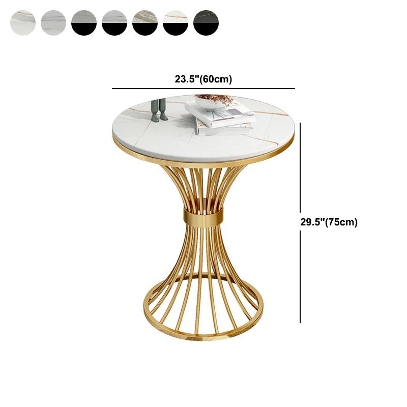 Metal Traditional Luxury Round Table 29.5"H Stone Top Dining Table with Pedestal Base