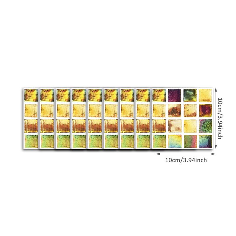 Foil Look Mosaic Tile Wallpapers Bohemian Smooth Adhesive Wall Art in Yellow (54 Pieces)