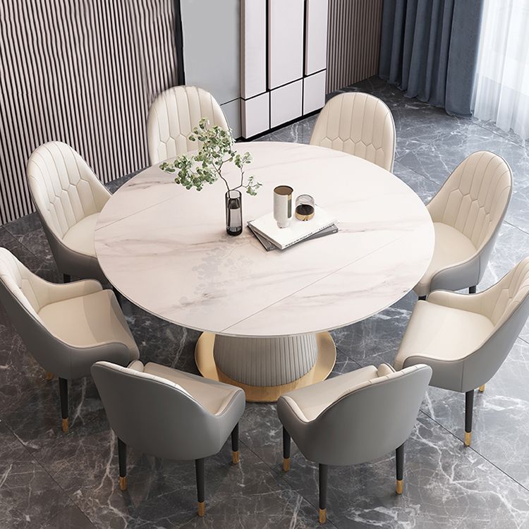 Round Dining Site Table Traditional Luxury Dinner Room Table with Drop Leaf