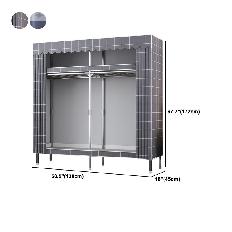 Modern Style Wardrobe Metal Wardrobe Closet with Garment Rod