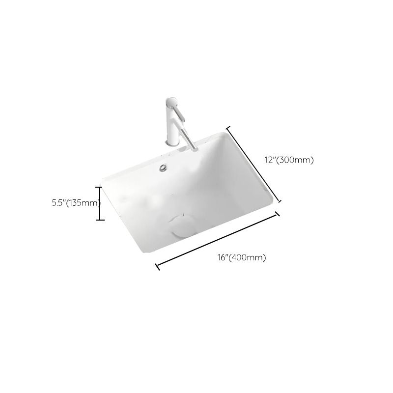 Modern Style Bathroom Sink Undermount Ceramic Bathroom Sink in White