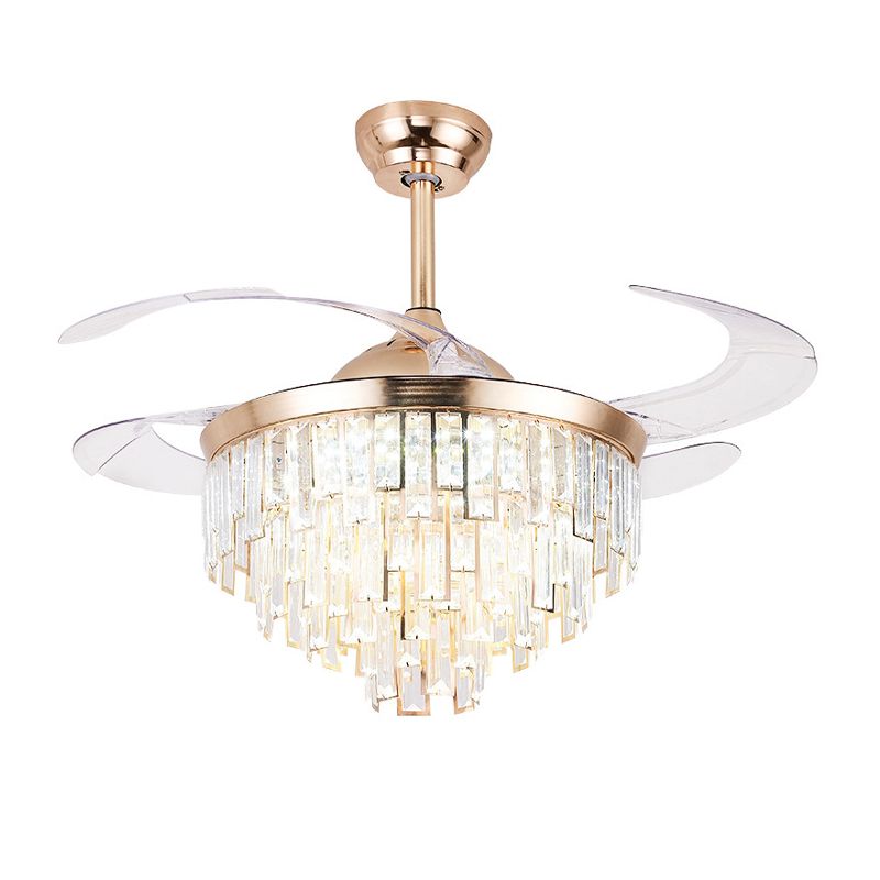 Luz de ventilador de techo cilíndrico de cristal Modernismo de iluminación LED en oro con control remoto/control de pared/control remoto y control de pared para sala de estar