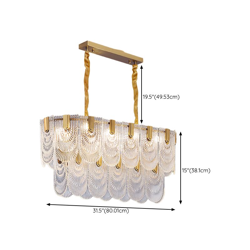 Gold Modern Metal Ceiling Light Geometric Shape Island Lamp with Glass Shade for Bedroom