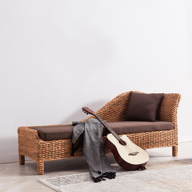 Farmhouse Style Chaise Lounge Chair Rattan Chair for Bedroom