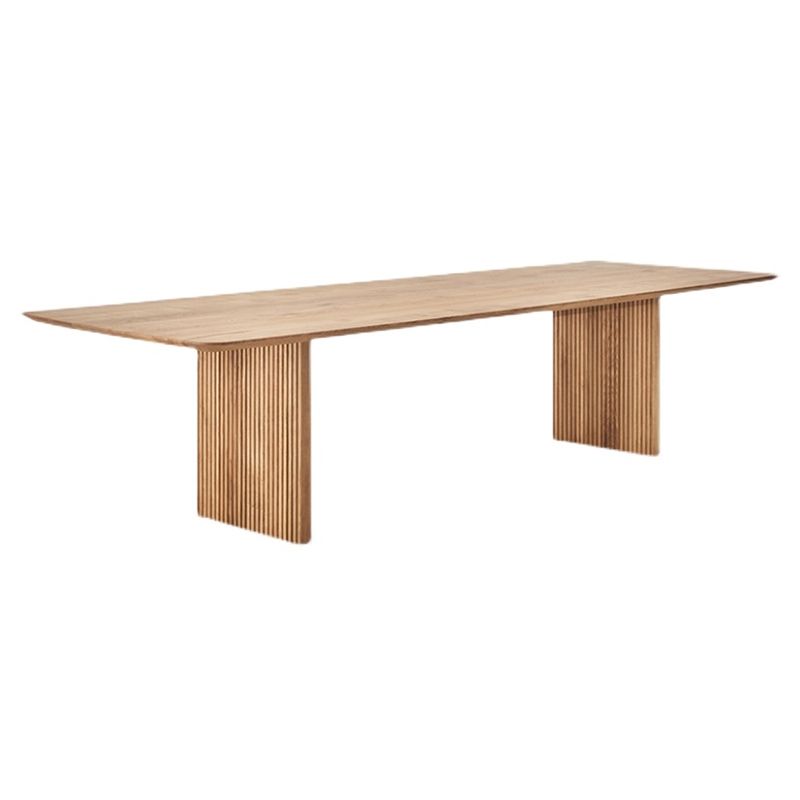 Mesa de comedor Simplicidad de madera sólida Mesa de doble pedestal de madera para comedor