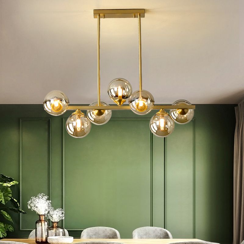 Spherical Shape Island Pendant Modern Style Glass Multi Lights Island Lighting for Bedroom