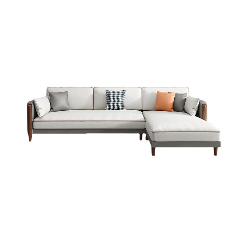 Modern 35.43 " H Faux Leather Square Arm Sofa & Chaise for Living Room