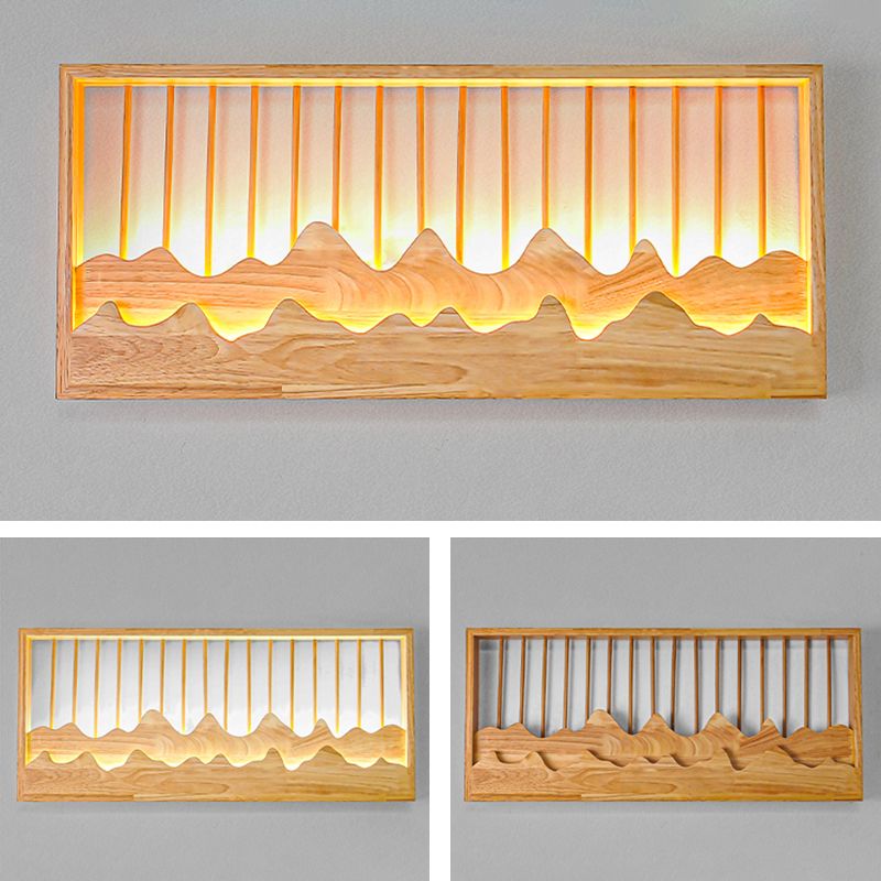 Modern Style Wooden Wall Sconce Simple LED Wall Mount Lamp for Living Room