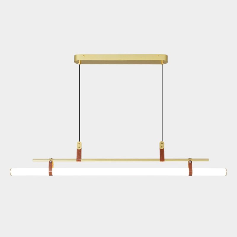 1 luminaire d'éclairage d'île linéaire léger Pendentiels îles métalliques contemporaines pour la cuisine