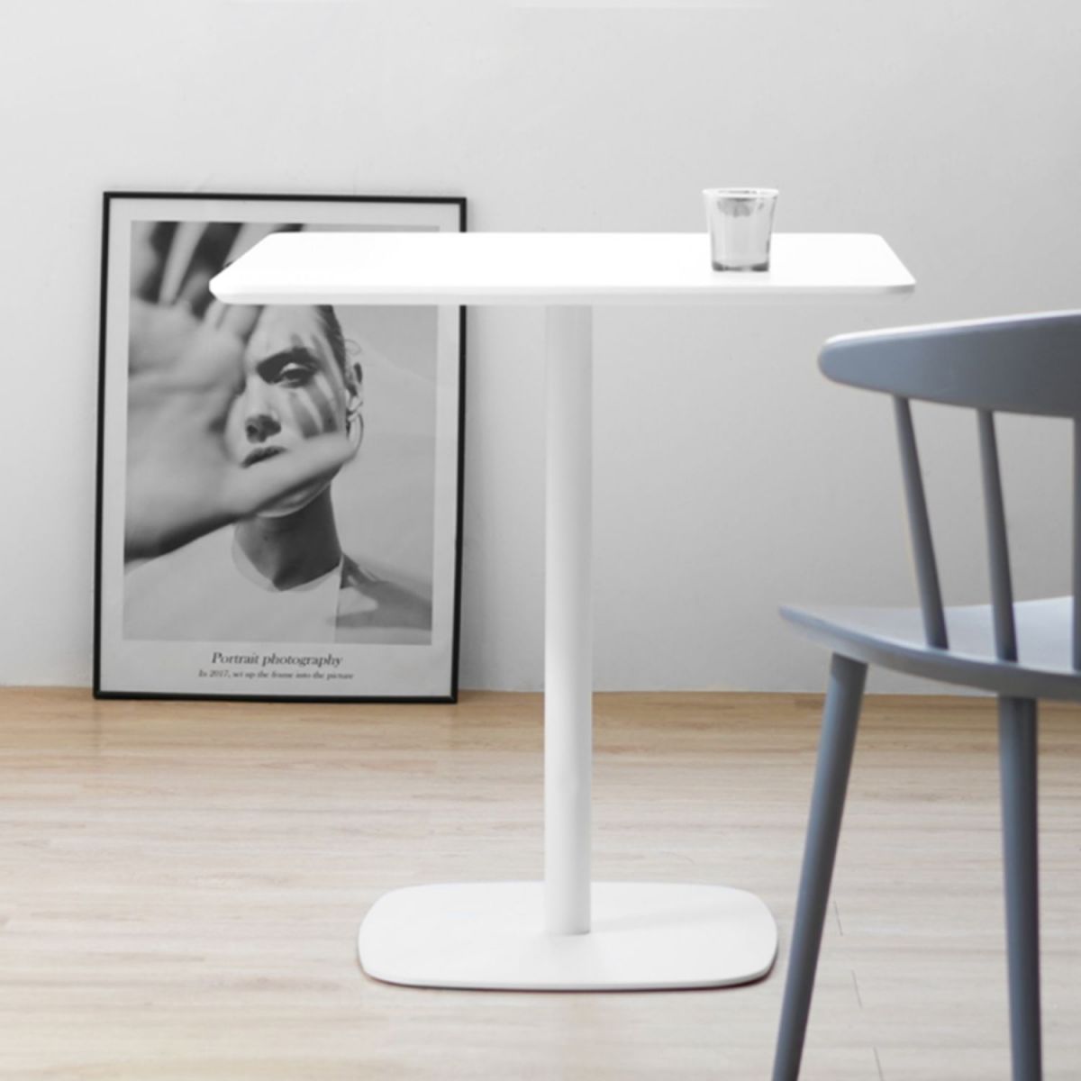 Square Dining Room Table Medium Density Fiberboard Table with Pedestal Base