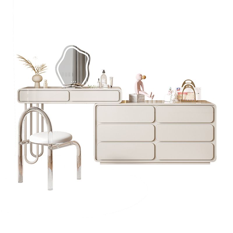 White Make-up 15.74" Wide Vanity Makeup Vanity Desk Table with 5/8 Drawers