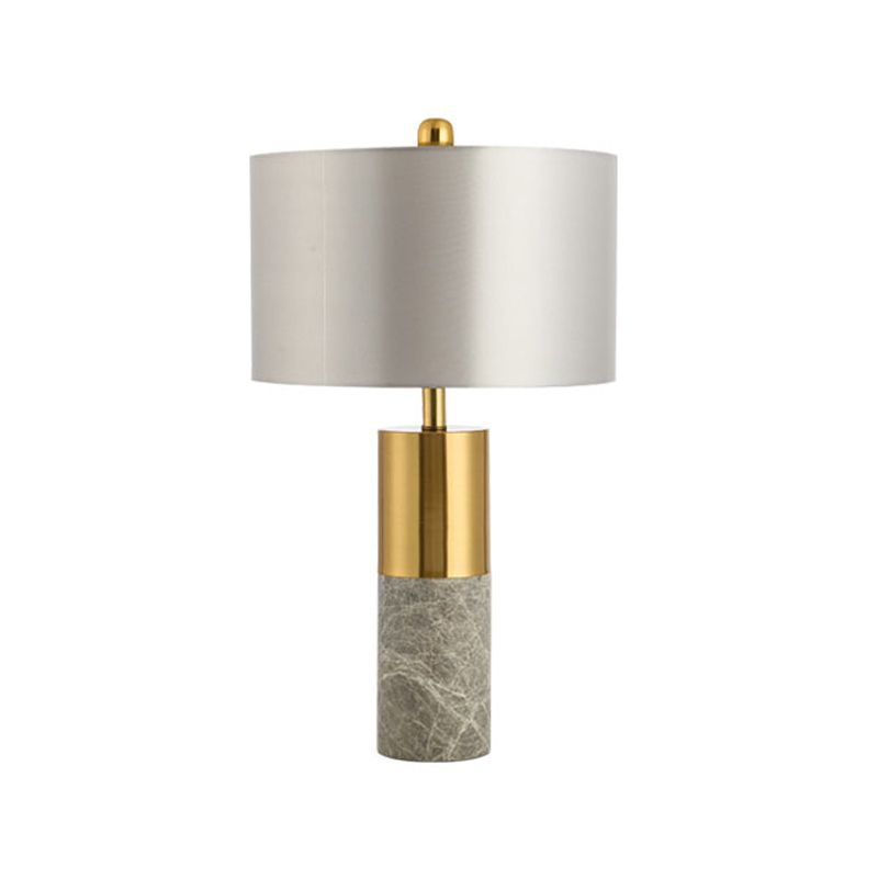 Lampada da notte con paralume dritto Lampada da tavolo moderna in tessuto a 1 testa Nero/Grigio/Bianco per camera da letto, 12,5"/15" W