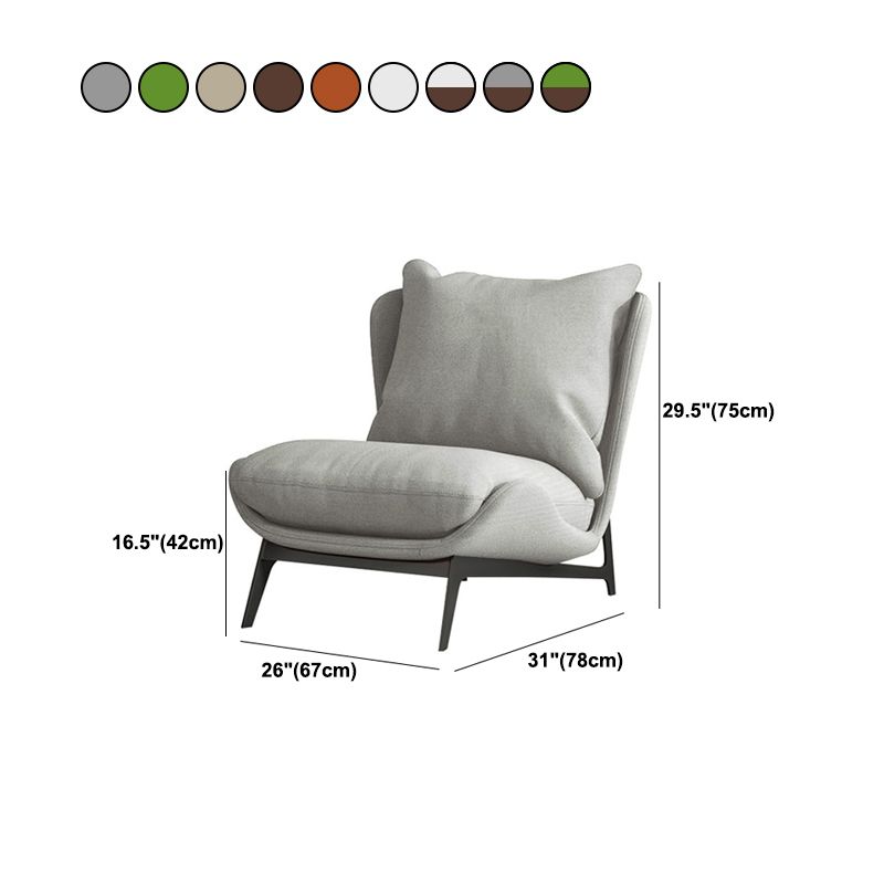 Nordic Style Armless Black Metal Upholstered Chair with Pillow Back