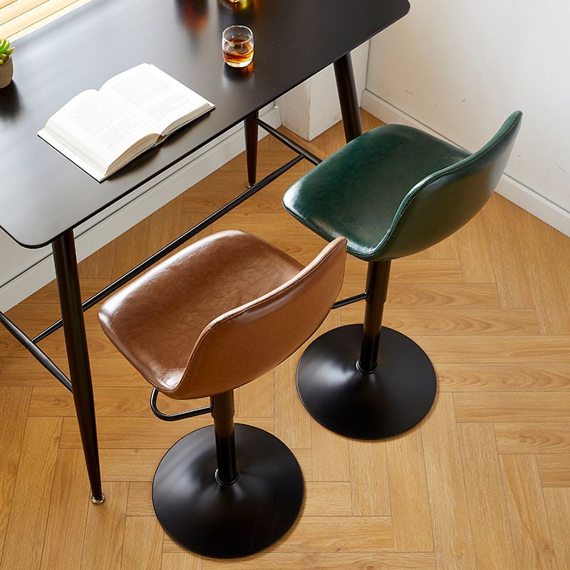 Taburete de bar de cuero moderno, reposapiés, cubo, taburete de mostrador interior ajustable