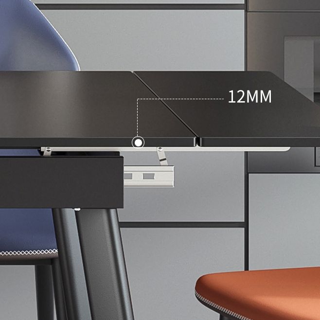Industrial Rectangle Shape Table Black Sintered Stone Dining Table with 4 Legs Base