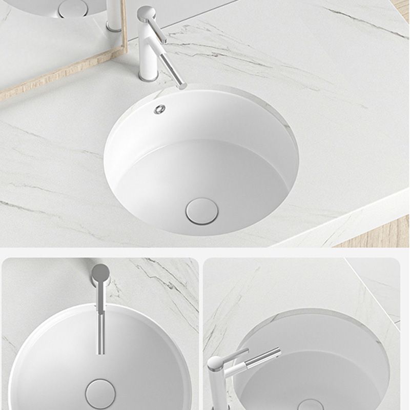 Modern Style Bathroom Sink Undermount Ceramic Bathroom Sink in White