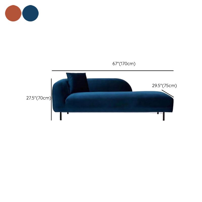 Modern Living Room Velvet Chaise Upholstered Chaise Lounge with Wooden Base