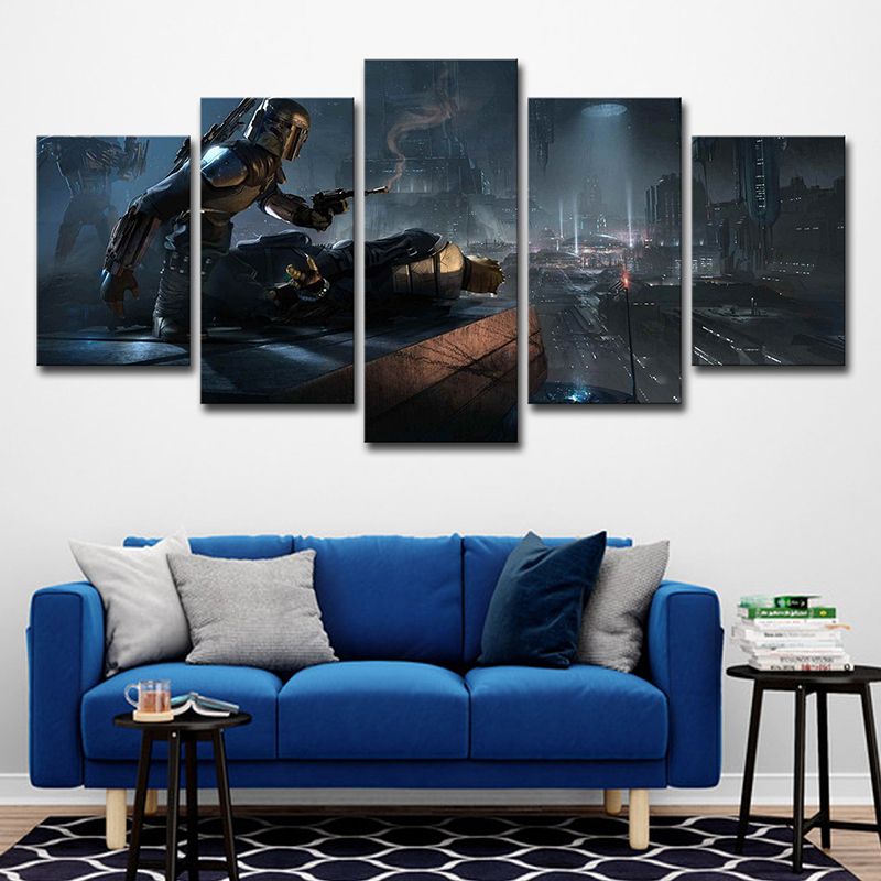 Digital Print Star Wars Canvas Wall Art for Boys Bedroom, Dark Blue, Multi-Piece