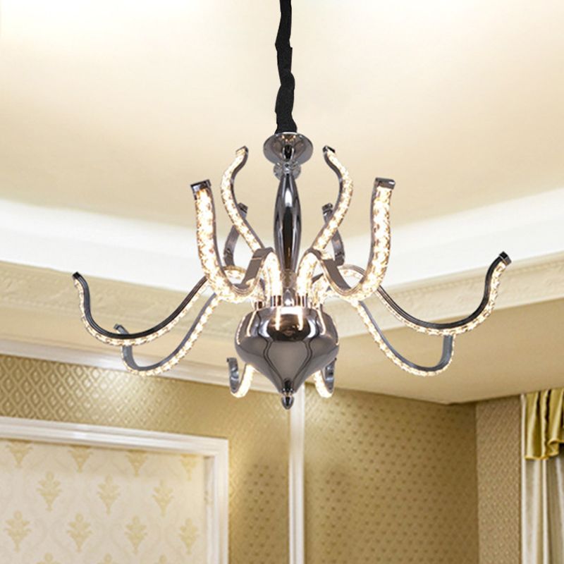 Radikaler Kronleuchter Licht Minimalistischer KristalllED -Chromdecke Anhänger Licht in warmem/weißem Licht