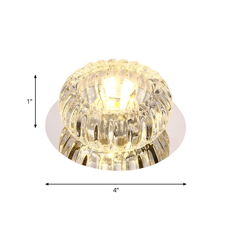 Chrome Pumpkin Massimale Lighting Moderno Stile Clear Crystal LED Flushmount Light per Hallway