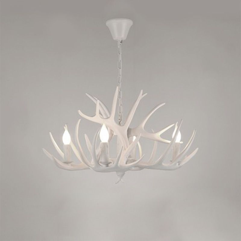 Resin Antler Chandelier Lamp Rustic Restaurant Bar Living Room Ceiling Hanging Light Fixture