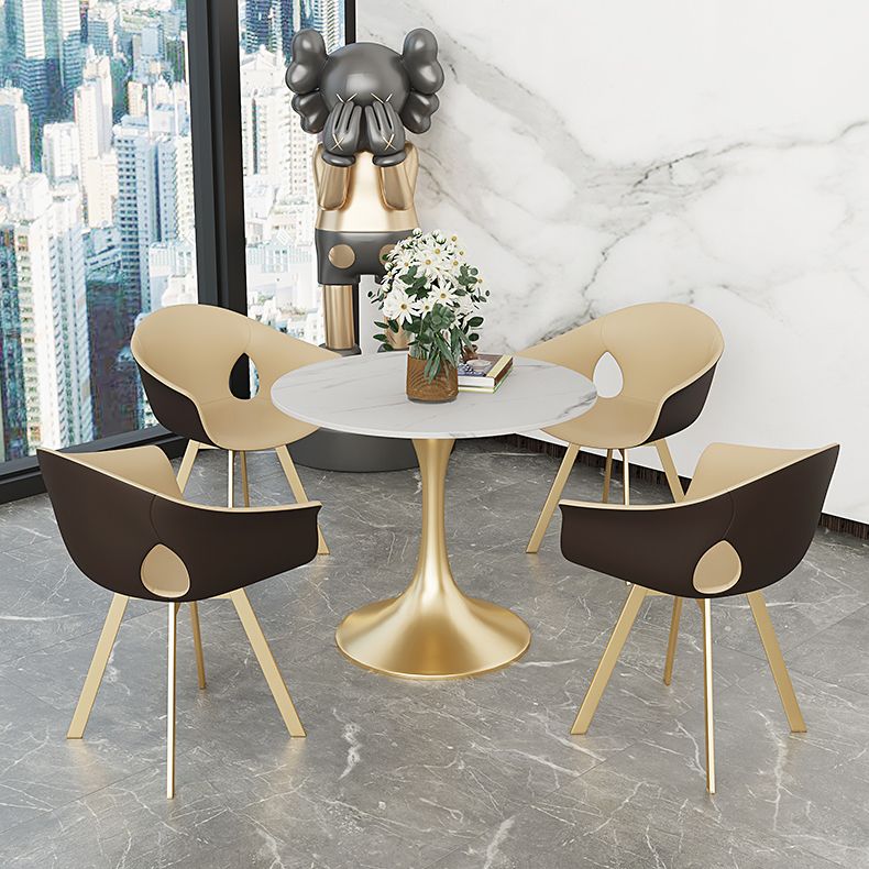 Table à manger ronde en pierre frittée Table tulipe de luxe traditionnelle