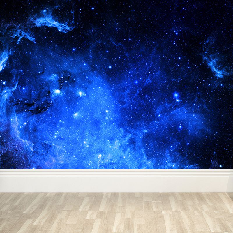 Modern Constellations Scene Wall Mural Non-Woven Waterproof Dark Blue Wall Art for Bedroom