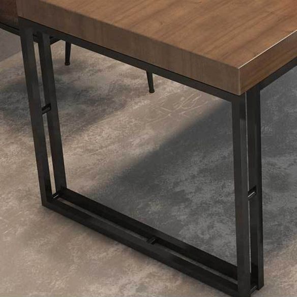 Traditional Style Wooden Dining Room Set with Rectangle Table and Metal Base Dining Table Furniture