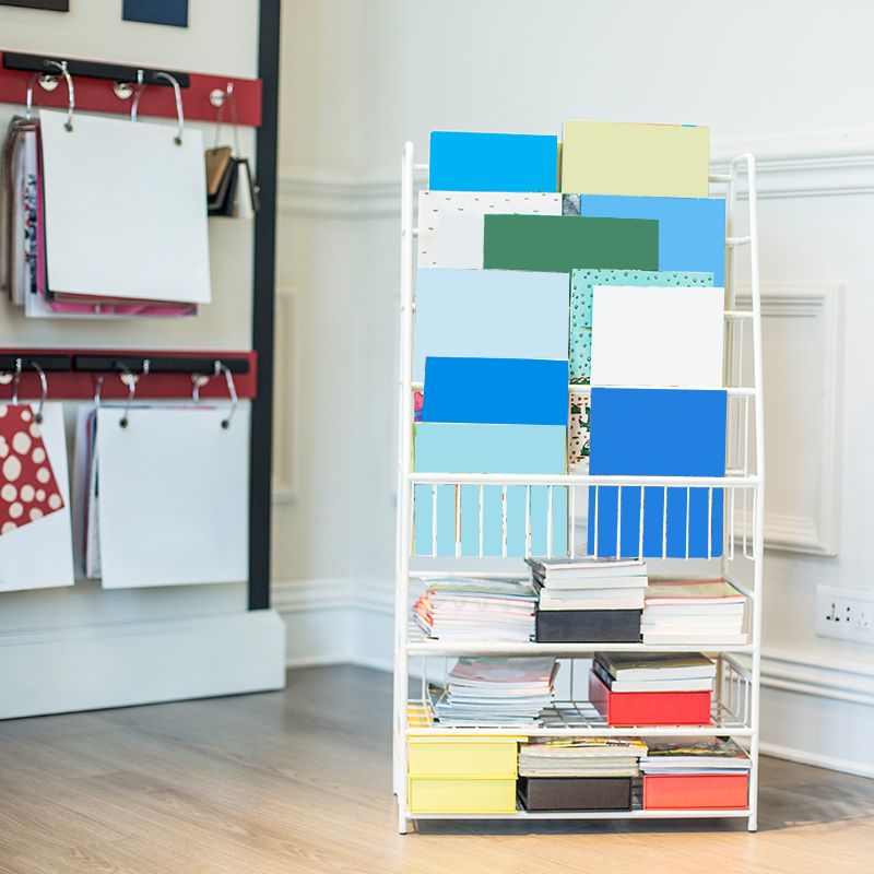 Contemporary Metal Book Display Closed Back Freestanding Bookcase