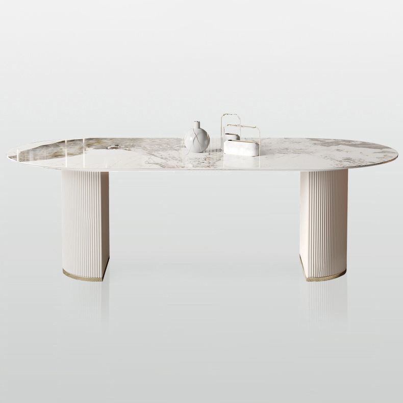 Metall traditioneller Luxus ovaler Esstisch Sintersteintisch für Esszimmer