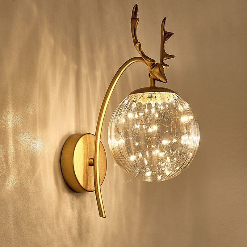 LED Light Strings Simplicity Glass Wall Sconce Metal Antler Design Nordic Style Lighting Fixture for Bedroom Living Room