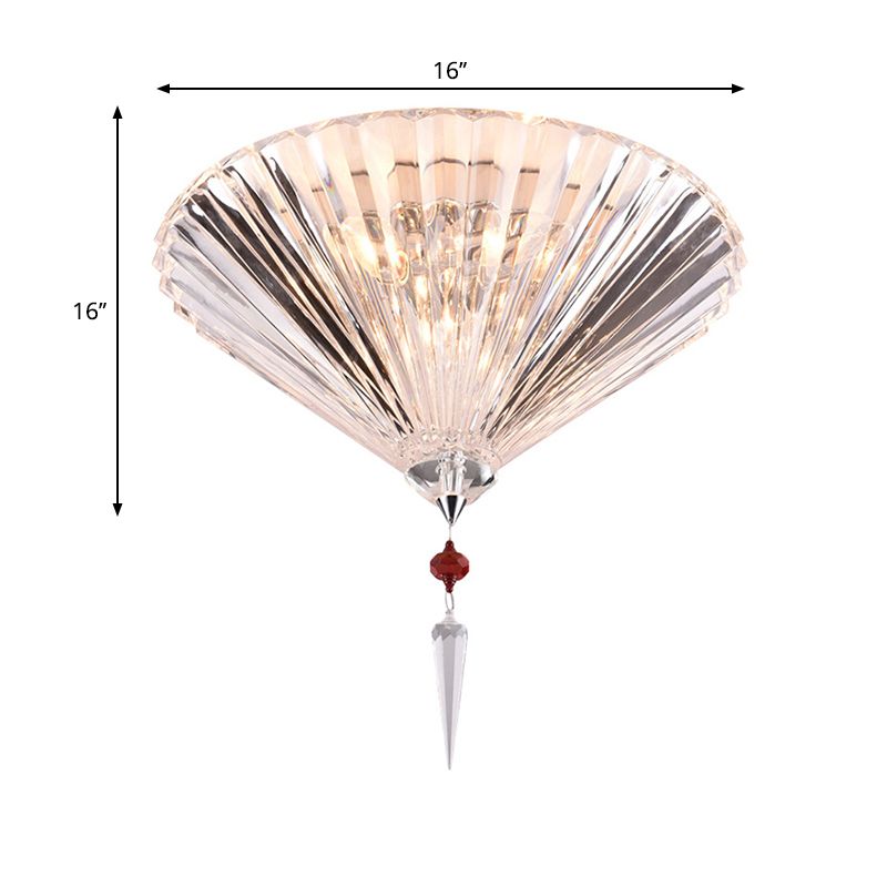 Konische, bündige Deckenleuchte, zeitgenössische Kristallleuchte mit 3/4 Lichtern, klare Unterputzbeleuchtung
